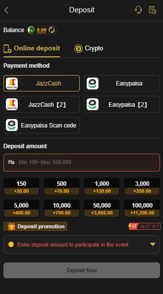 666P USDT TRC20 deposit screen with crypto payment option