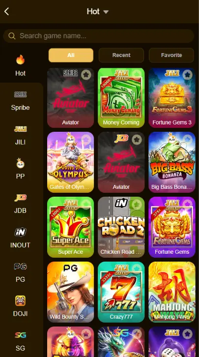 JZ666 all hot games screen