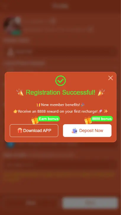 Regigration successful FE786WIN Game APK