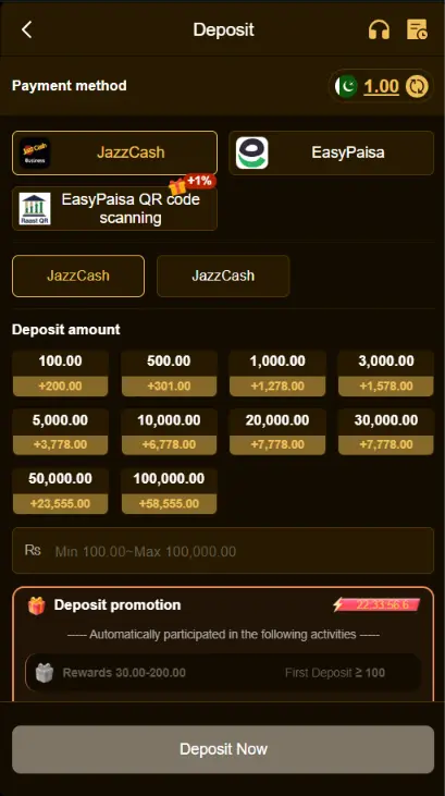 jz666 game app deposit screen